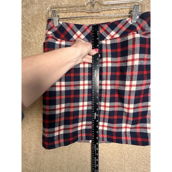 Talbots Wool Blend Mini Skirt Sz 6 P Red White Preppy Academia Blue Plaid Lined - Picture 9 of 11